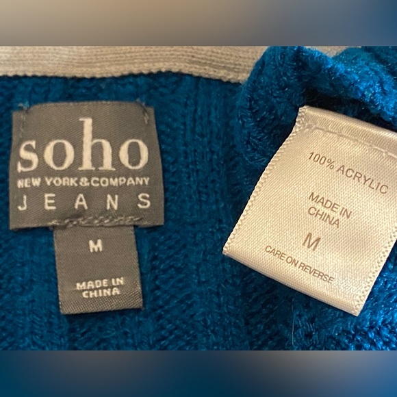 New York and Co Womens Medium Turquoise Hi-Low Long Sleeve Sweater - Picture 7 of 7